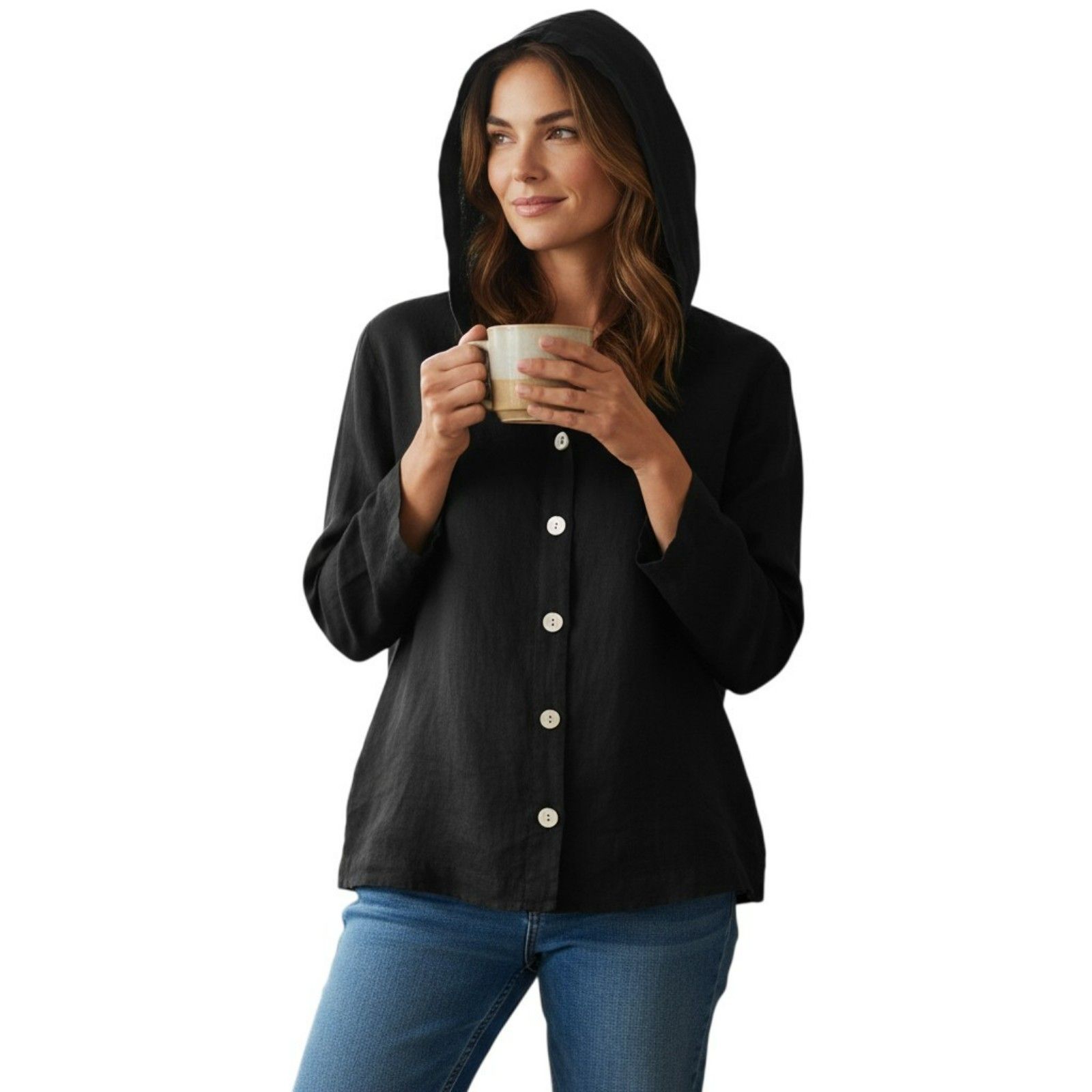 Kiko Conform Jacket Womens Size L Black 100 Linen Brand New  67